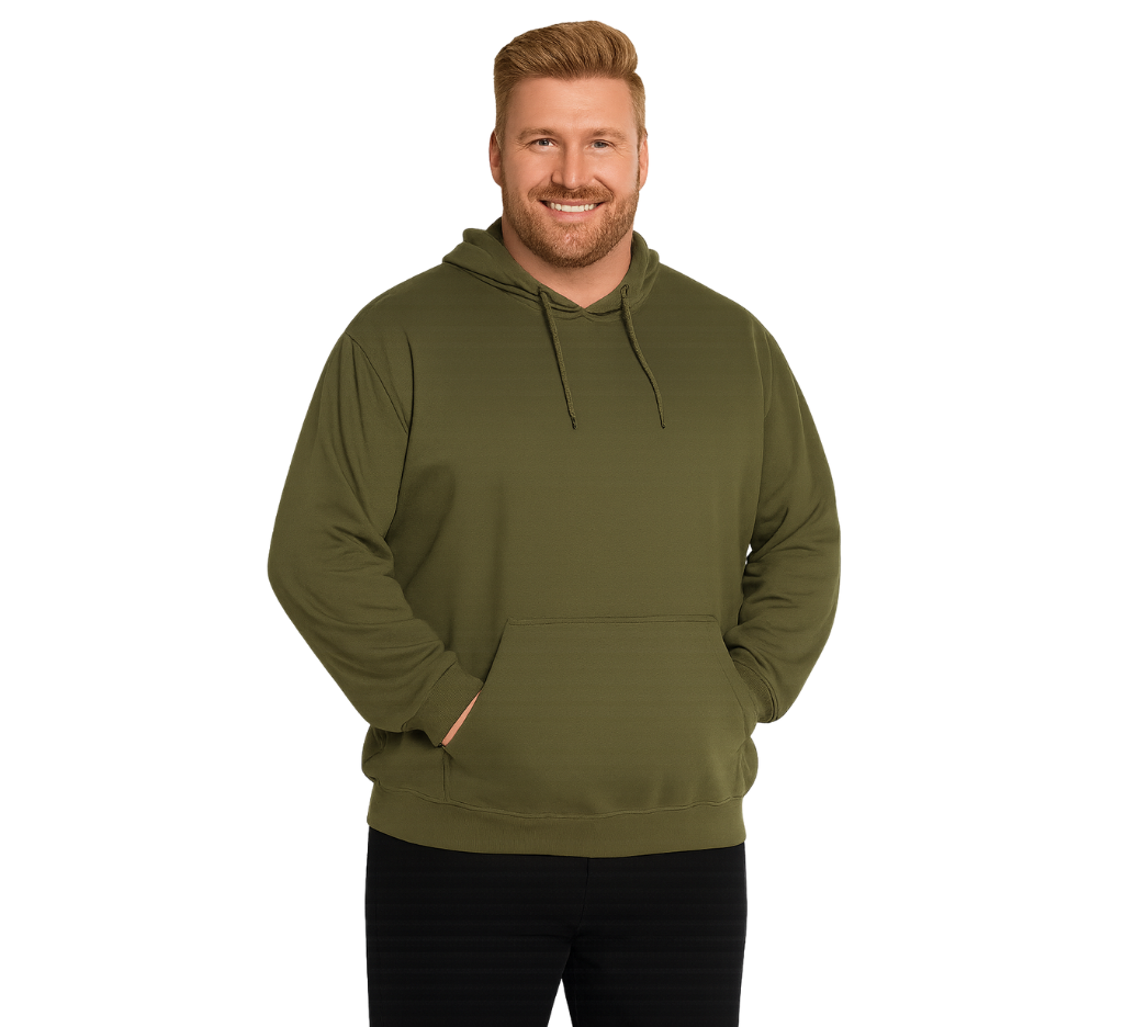 Polerón Hoodie 096 oliva claro para hombre Tallas grandes | MASX Chile