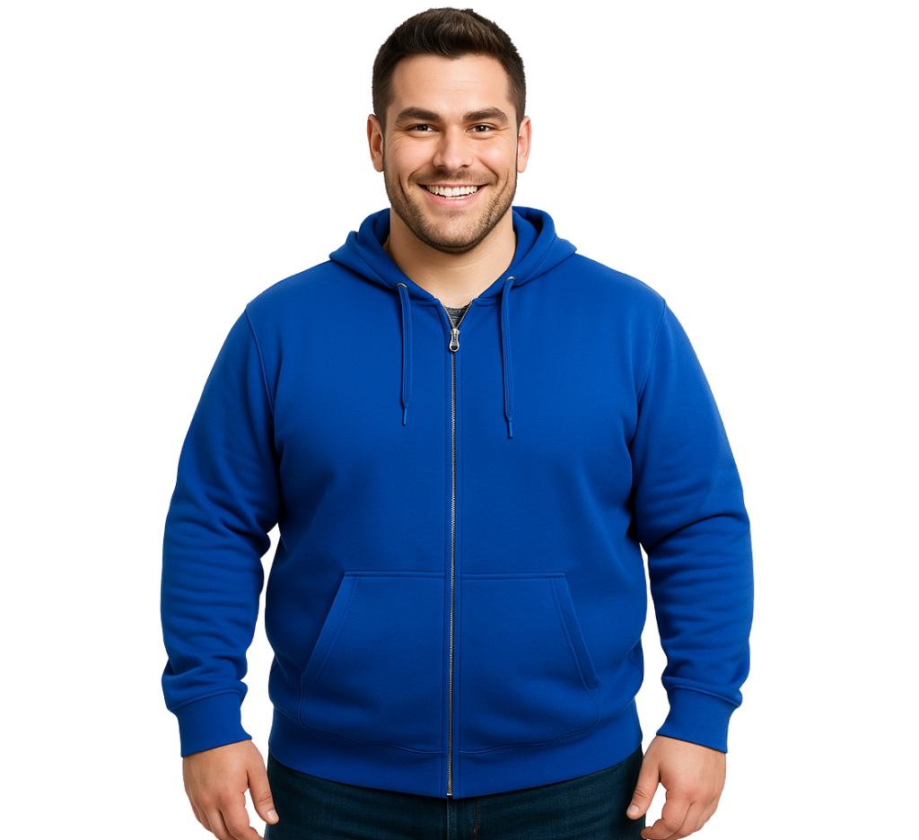 Polerón con gorro y cierre azul rey Tallas Grandes | MASX Chile