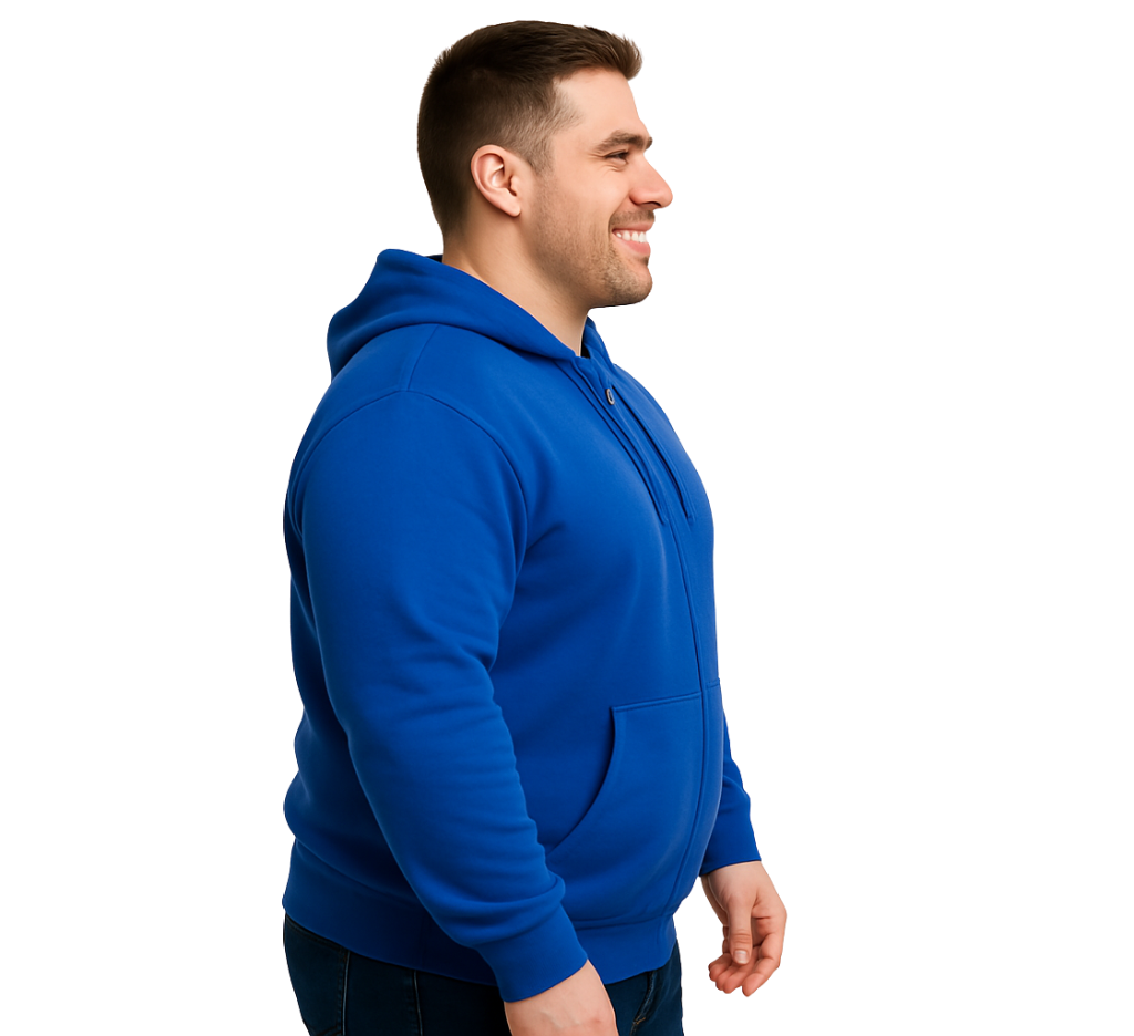 Polerón con gorro y cierre azul rey Tallas Grandes | MASX Chile