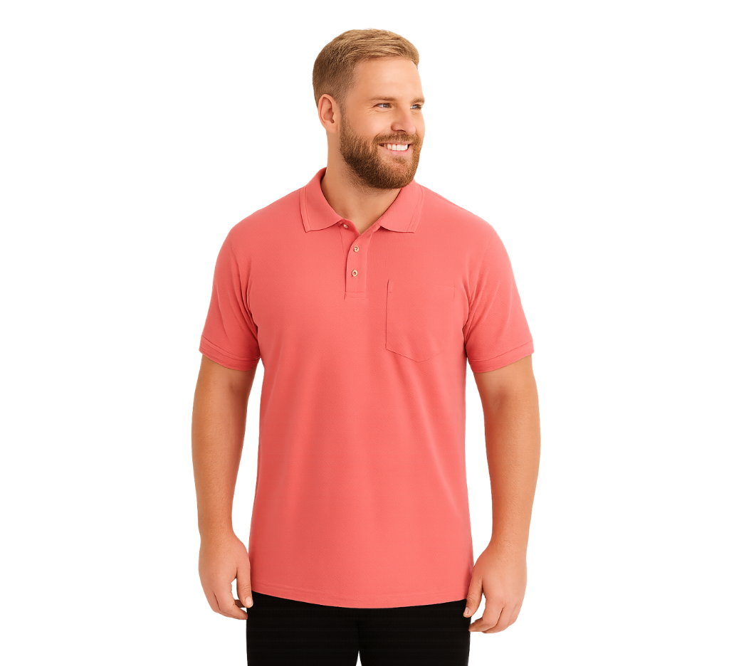 Polera Piqué lisa 098 coral kt M/C 230 Gr Tallas Grandes | MASX