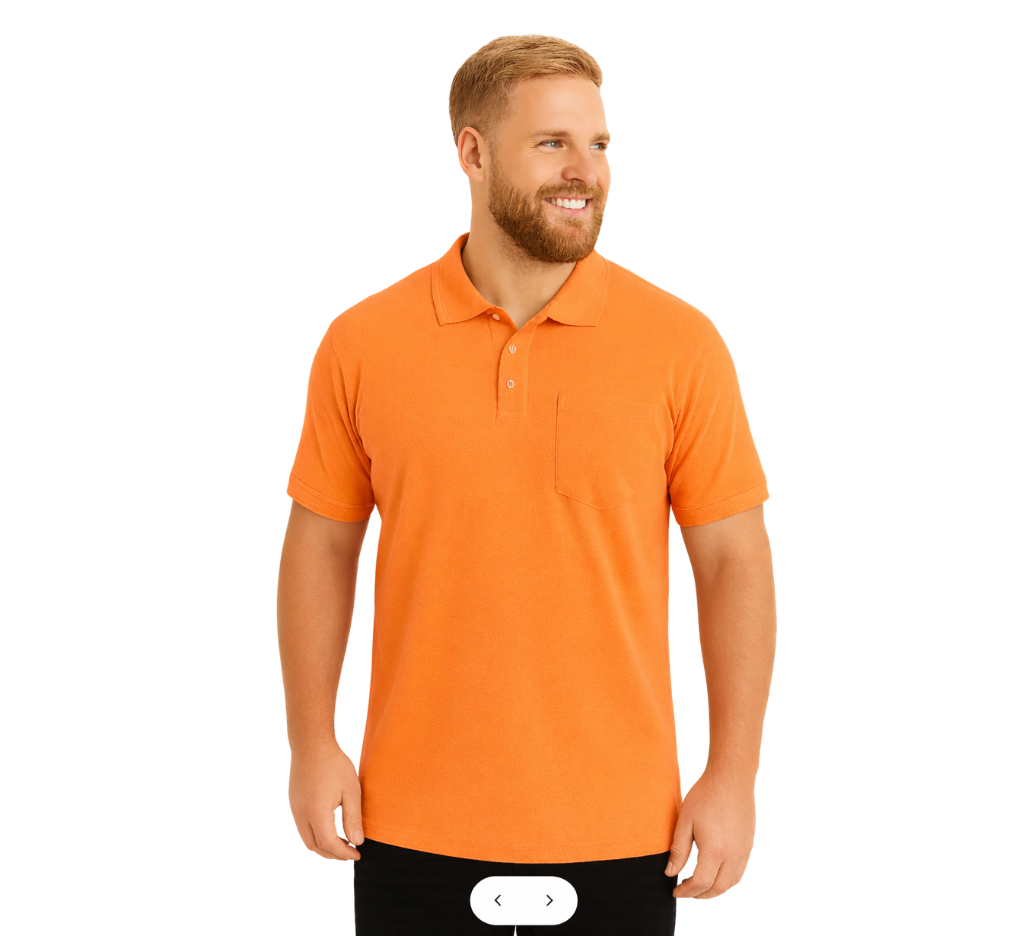 Polera Piqué lisa 230 gr 043 naranjo claro kt M/C Tallas Grandes