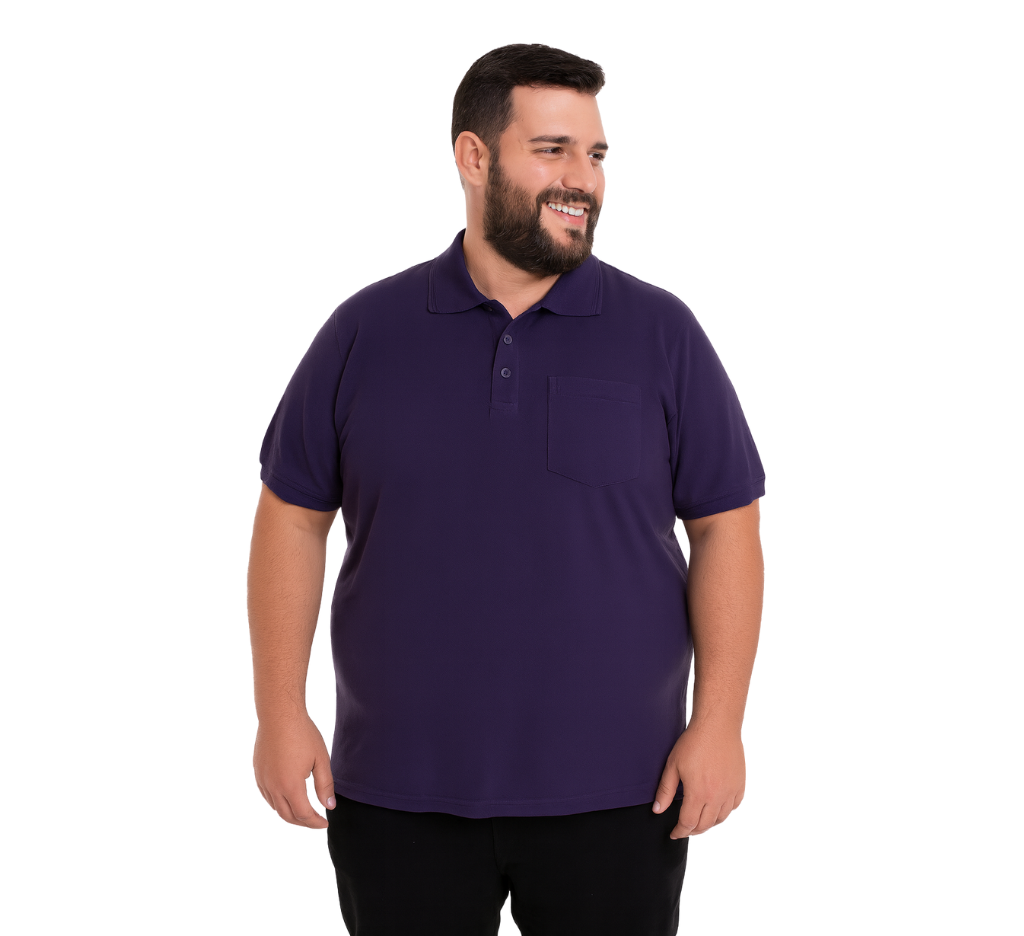 Polera Piqué lisa 230 gr 061 morado kt M/C Tallas Grandes