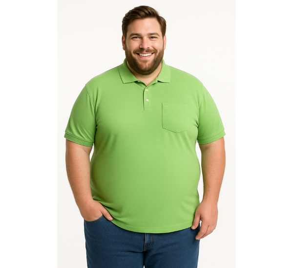 Polera Piqué lisa 180 gr 013 verde kt M/C Tallas Grandes | MASX