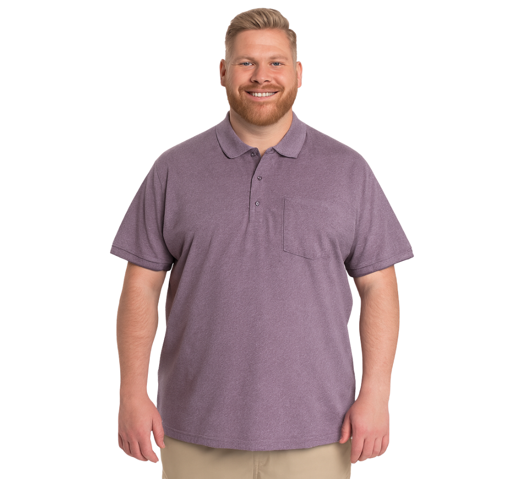 Polera Piqué melange 060 Lila M/C Tallas Grandes | MASX Chile