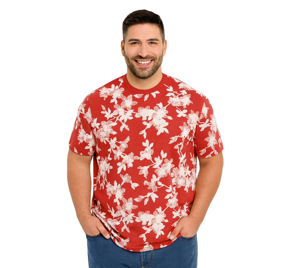 Polera Polo jersey print roja diseño 003 - Tallas Grandes