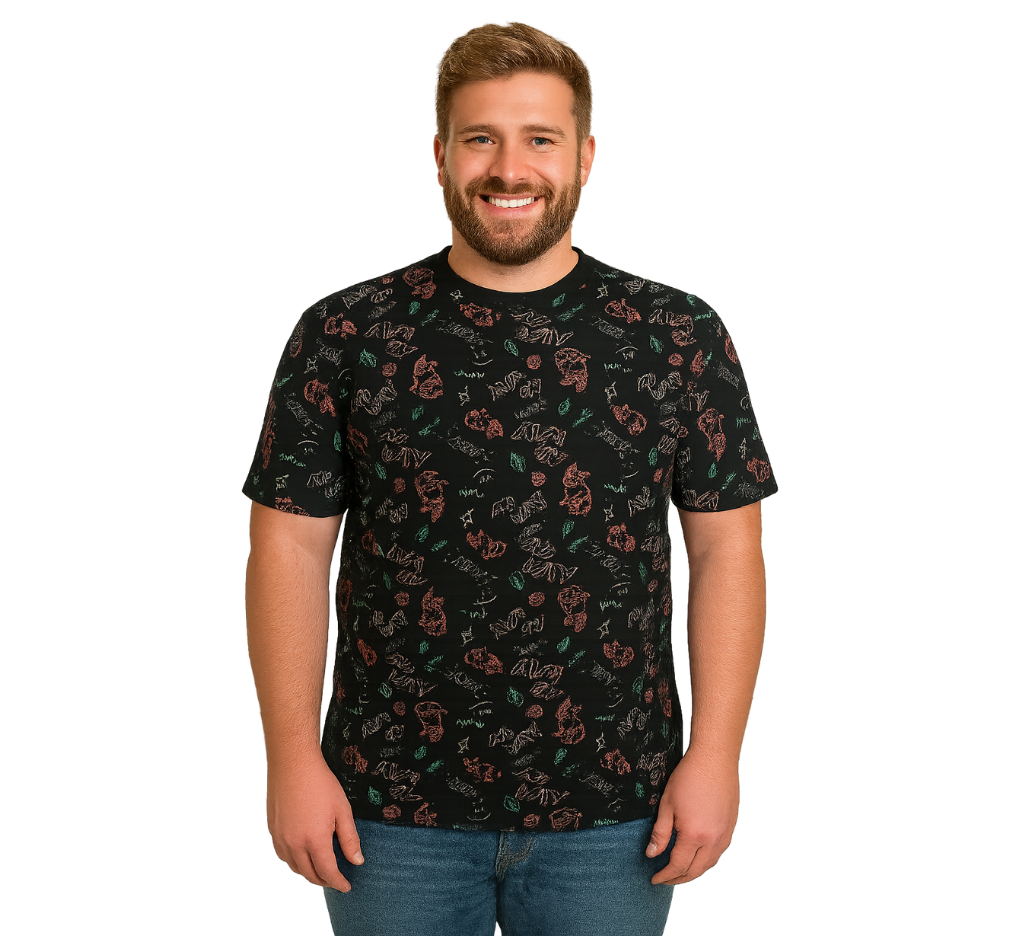 Polera cuello polo jersey print 005- Tallas Grandes