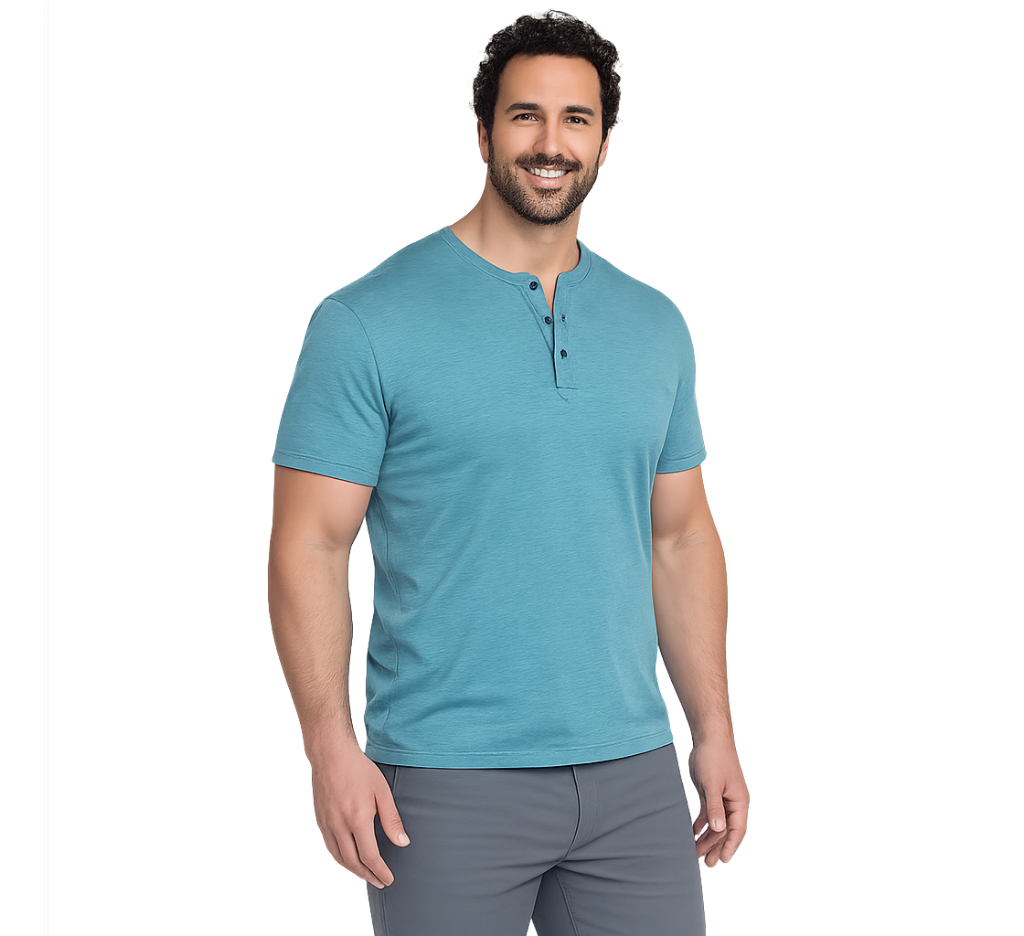 Polera jersey con botones 016 verde petróleo