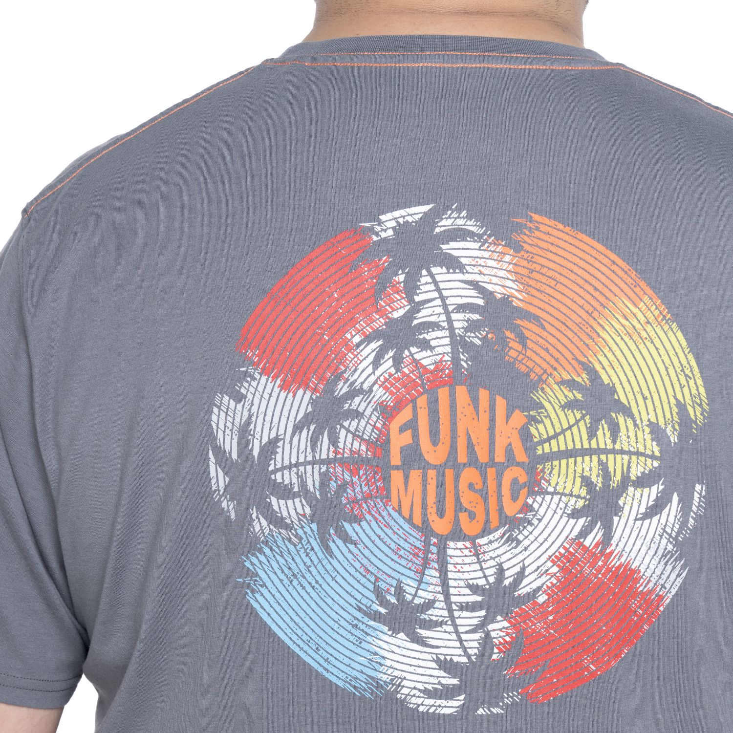 Polera jersey estampado back cuello v 007 melange medio Tallas grandes | MASX Chile