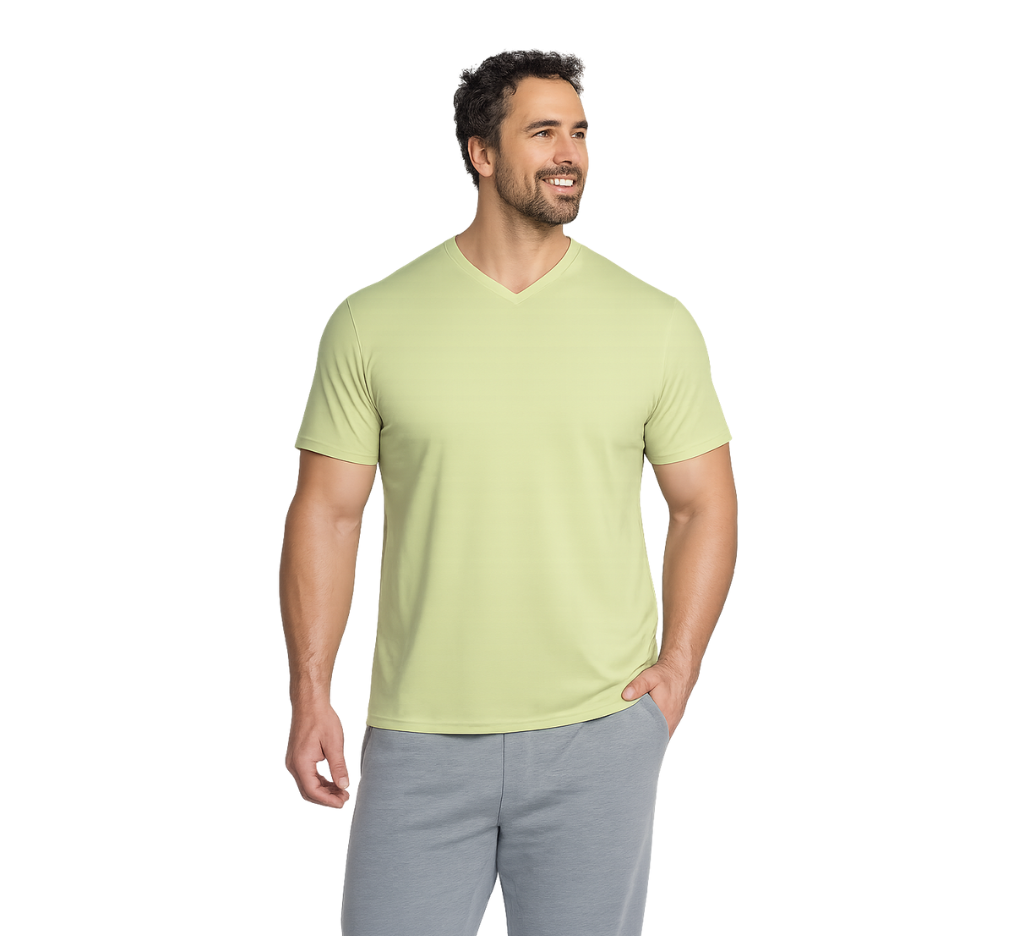 Polera jersey estampado back cuello v 018 verde manzana Tallas grandes | MASX Chile