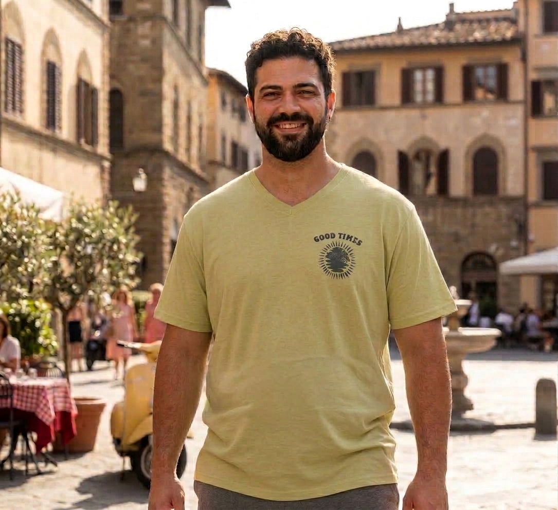 Polera jersey estampado back cuello v 018 verde manzana Tallas grandes | MASX Chile