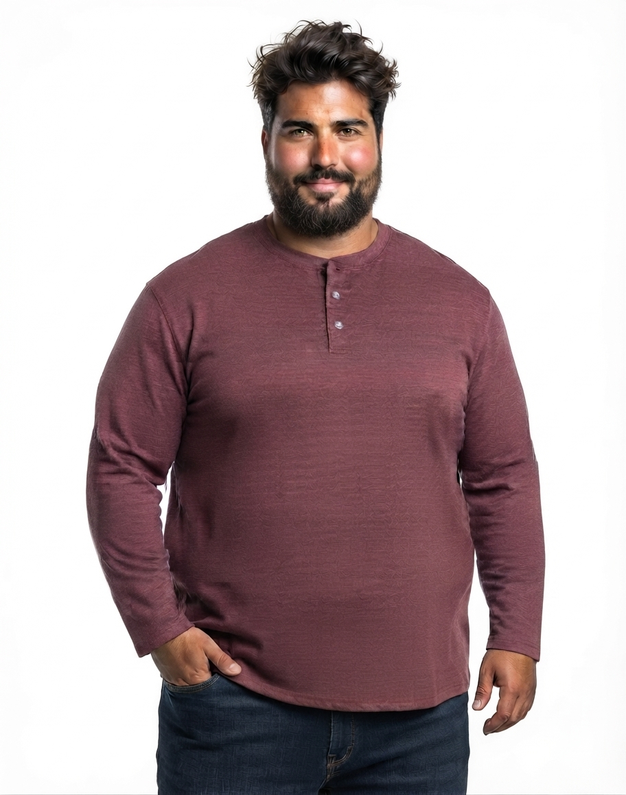 Polera manga larga Jersey botones 056 Burdeo | MASX Chile