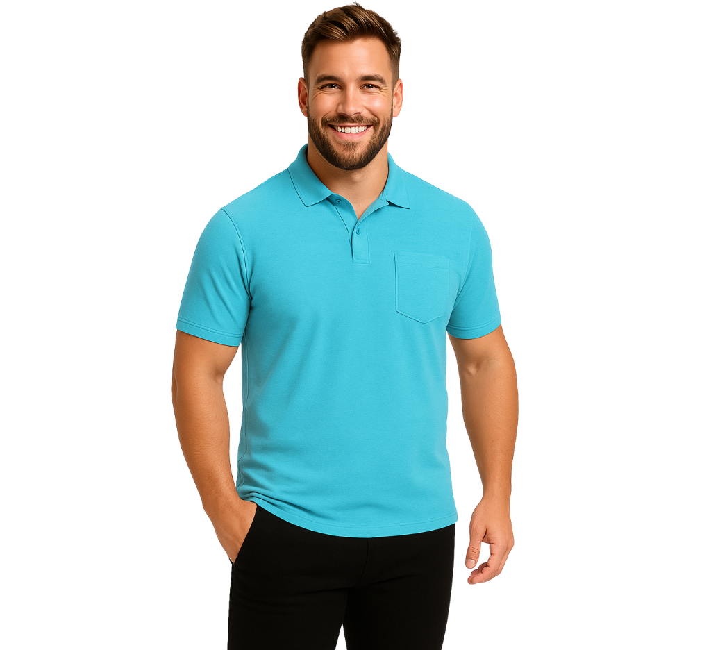 Polera piqué lisa 081 calipso 180 GR  kt M/C - Tallas Grandes