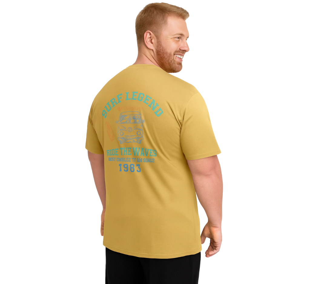 Polera print espalda 025 ocre talla grande | MASX Chile
