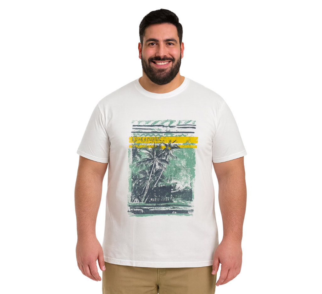 Polera print frontal 001 blanco talla grande | MASX Chile
