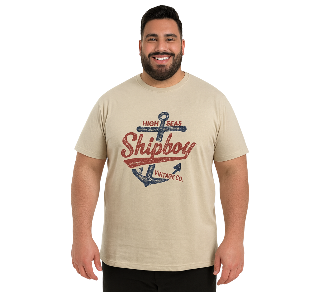 Polera print frontal 030 beige claro talla grande | MASX Chile