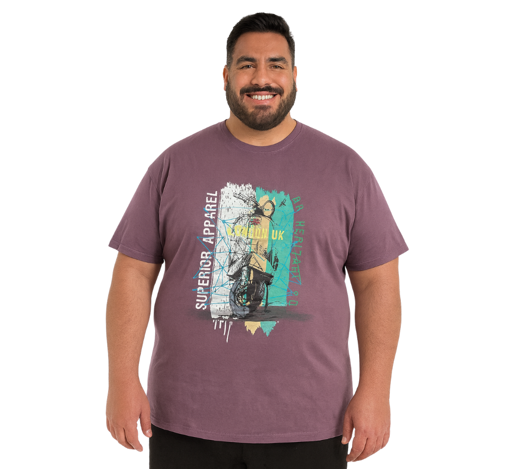 Polera print frontal 060 lila talla grande | MASX Chile