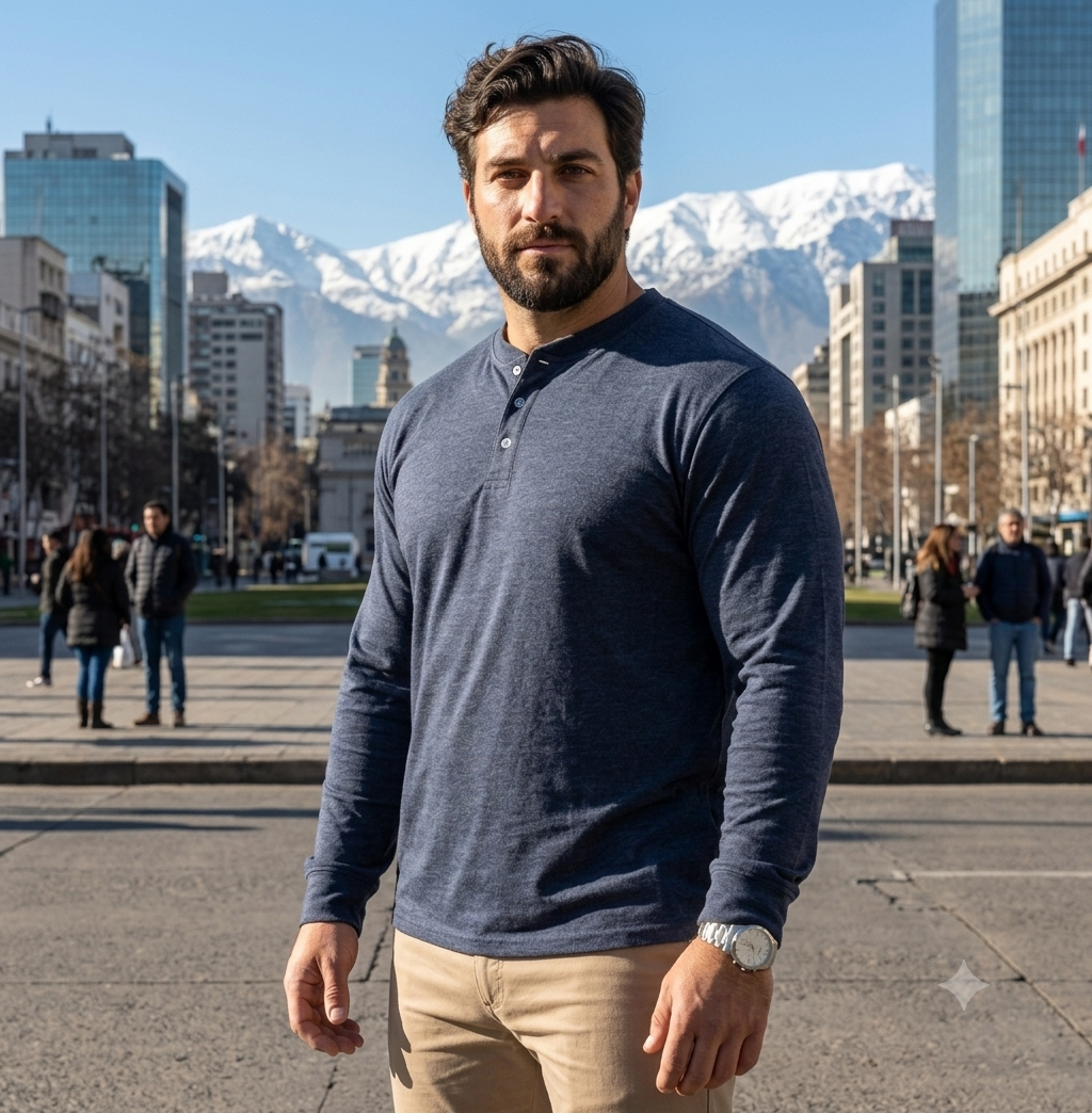 Polera manga larga Jersey botones 079 Azul Marino | MASX Chile