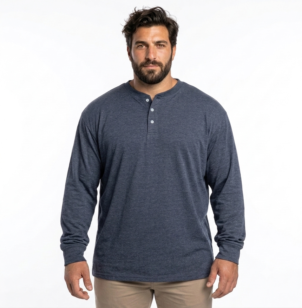 Polera manga larga Jersey botones 079 Azul Marino | MASX Chile