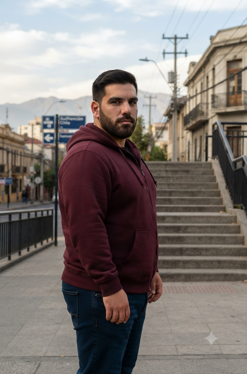 Polerón con gorro y cierre burdeo Tallas Grandes | MASX Chile