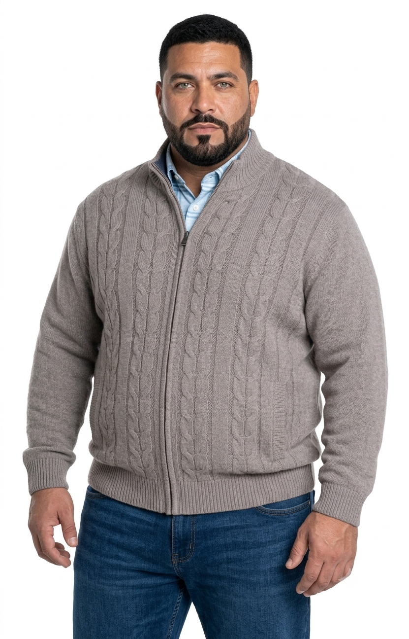 Sweater Cierre Completo Taupe | MASX Chile