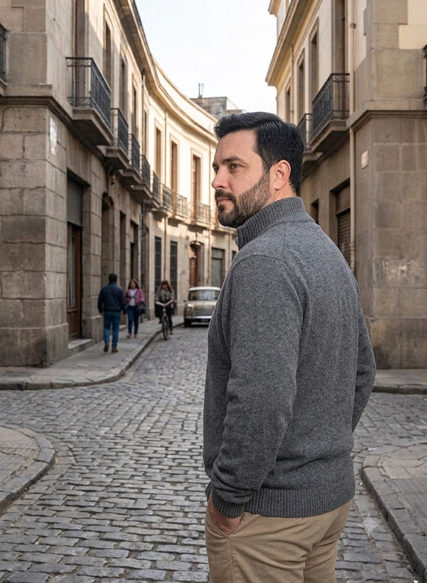 Sweater Half Zipper 003 Gris Medio | MASX Chile
