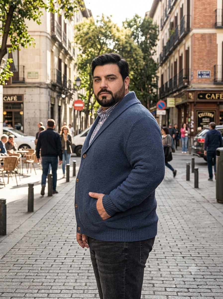 Sweater cárdigan azul marino Tallas Grandes hombre | MASX Chile