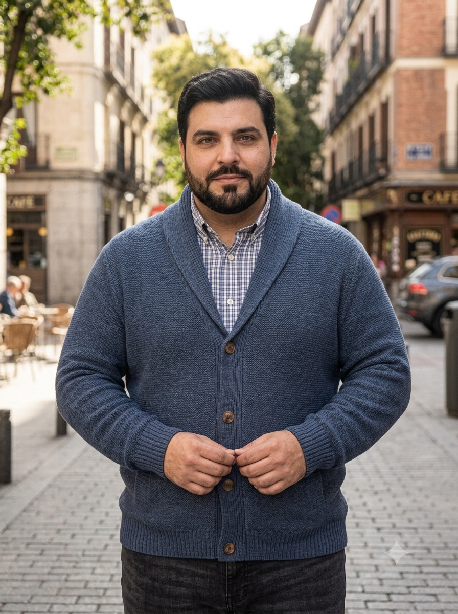 Sweater cárdigan Azul Marino Tallas grandes | MASX Chile