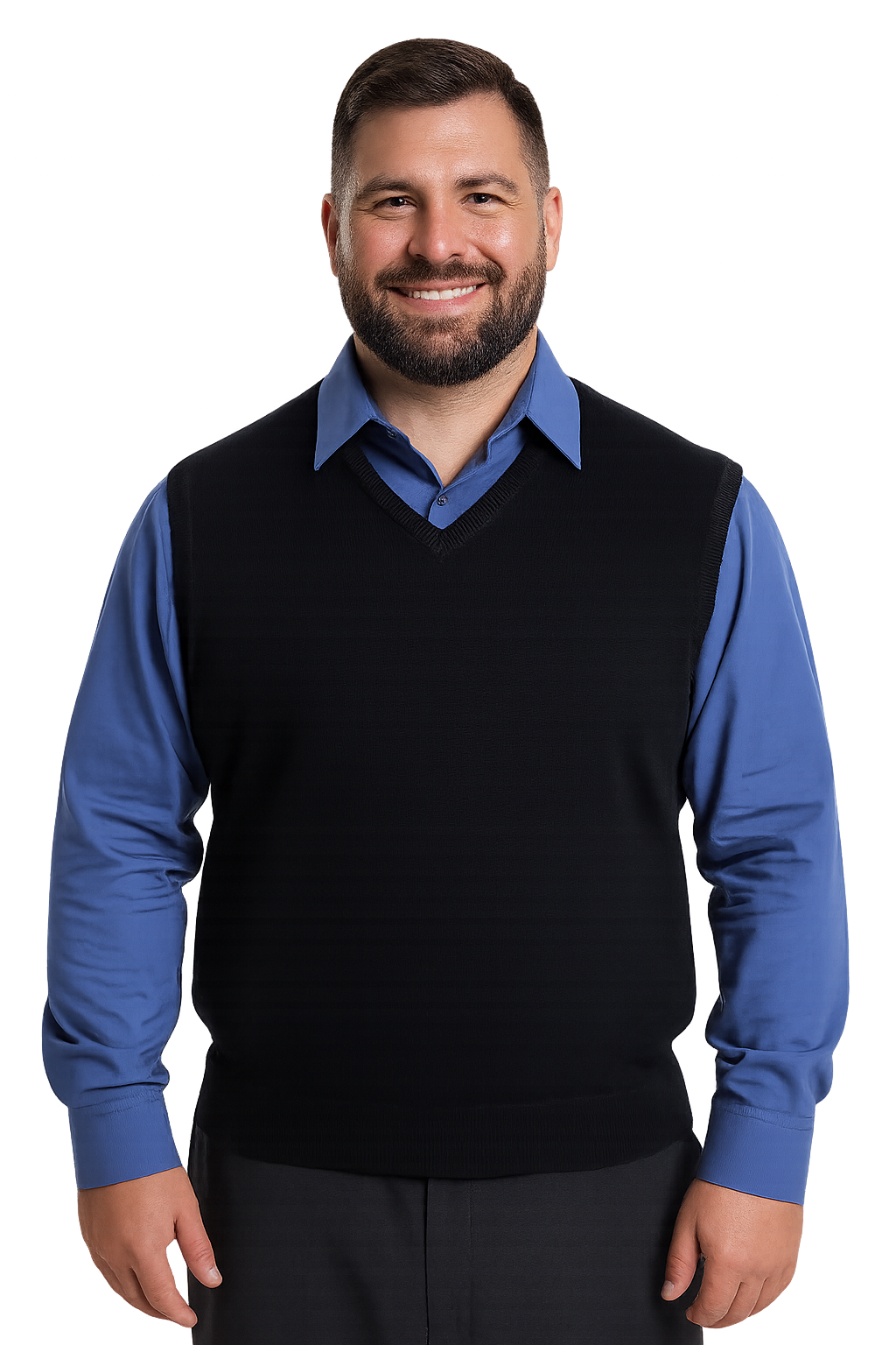 Sweater clásico negro S/M cuello v algodón Tallas grandes | MASX Chile