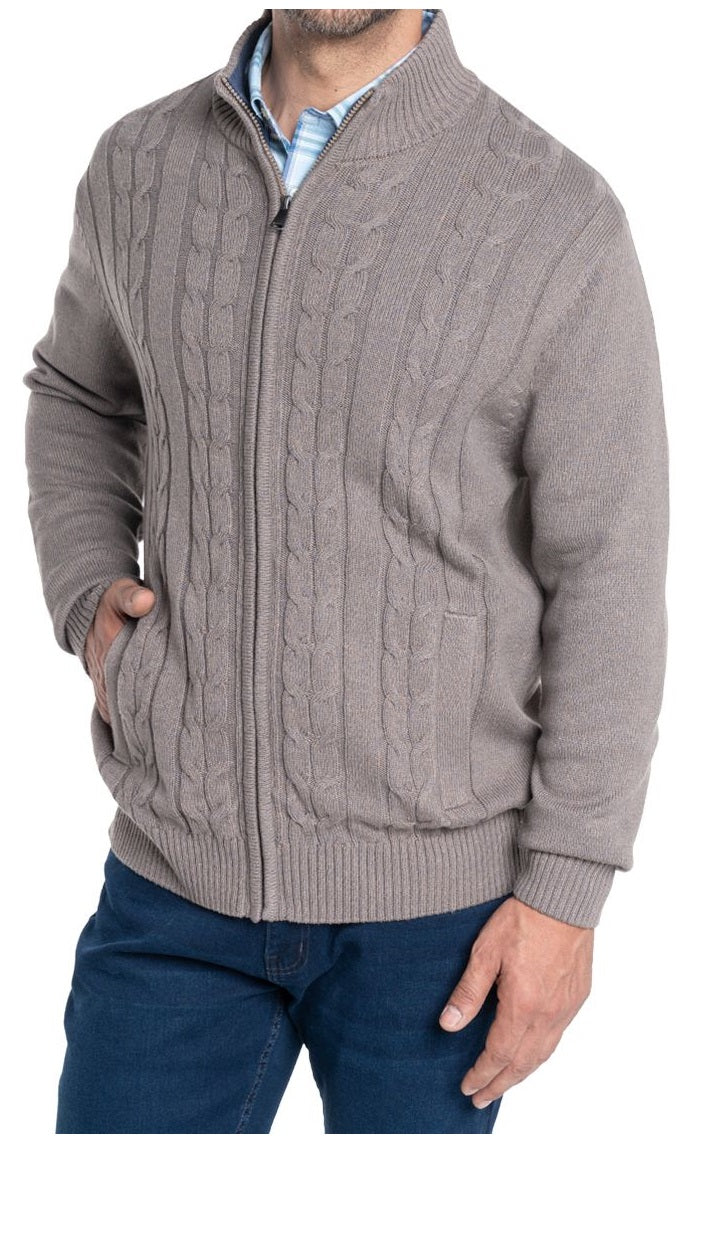 Sweater Cierre Completo Taupe | MASX Chile