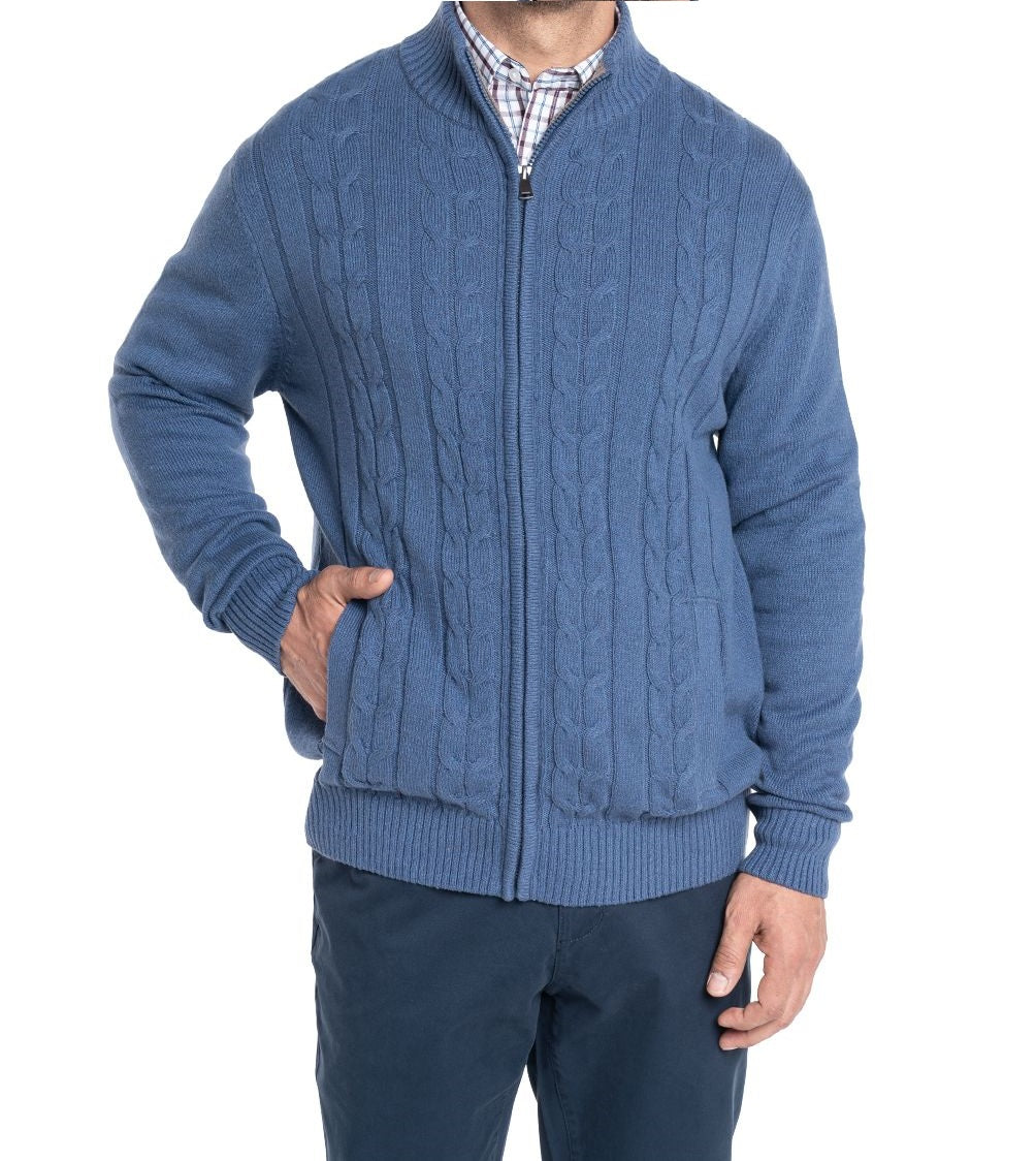 Sweater Cierre Completo azul marino | MASX Chile