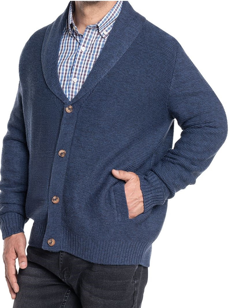 Sweater cárdigan Azul Marino Tallas grandes | MASX Chile