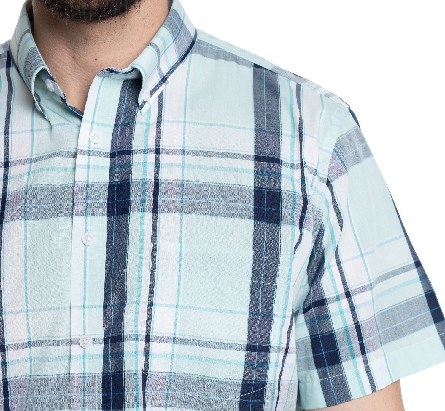 Camisa manga corta fantasia regular fit 510 diseño verde agua | MASX Chile