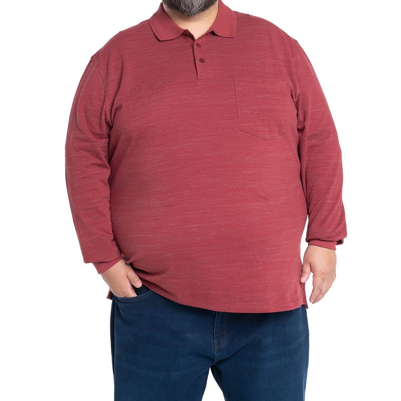 Polera manga larga piqué slub 054 rojo | MASX Chile