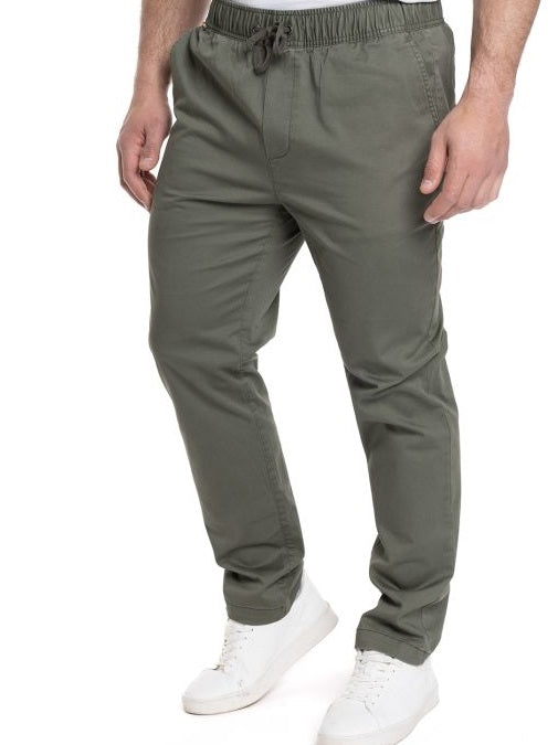 Pantalón jogger frente plano slim fit 095 Oliva Oscuro Tallas Grandes | MASX Chile